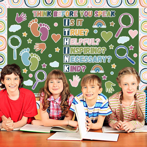 Boho Classroom Bulletin Board Decorations - Kindness Motivational Think Before You Speak Wall Decor