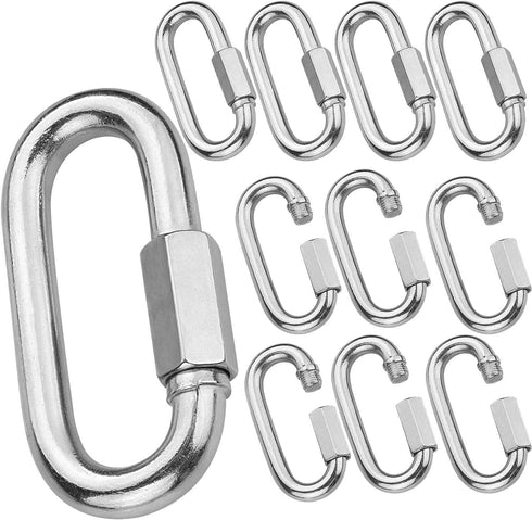 20Pack Quick Link, 3/16” Chain Link with 330lbs Loading, Stainless Steel Locking Carabiner Clip for Dog Leash