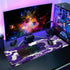 Japanese Purple White Wave XL Gaming Mouse Pad, Cartoon Sea Texture Extended Large Desk Cover, Non-Slip Rubber Base,