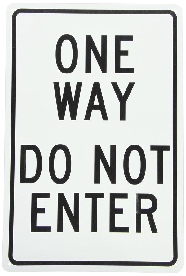 NMC TM73G ONE WAY – DO NOT ENTER Sign, 12 in. x 18 in., Aluminum Traffic Control