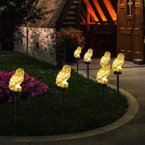 Garden Solar Light Outdoor Decor, Resin Owl Solar LED Light with Stake, Animal Waterproof Light for Flower Fence Lawn Passage Walkway Courtyard Party Decoration, Owl by XURLEQ