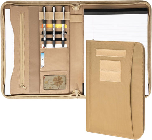 Military Zippered Padfolio and Tactical Notebook Cover with Legal Pad, Large OCP Binder Planner for Men and Women,