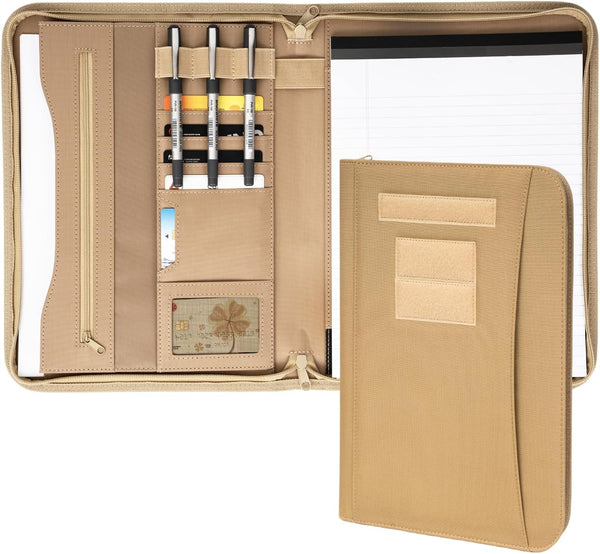 Military Zippered Padfolio and Tactical Notebook Cover with Legal Pad, Large OCP Binder Planner for Men and Women,