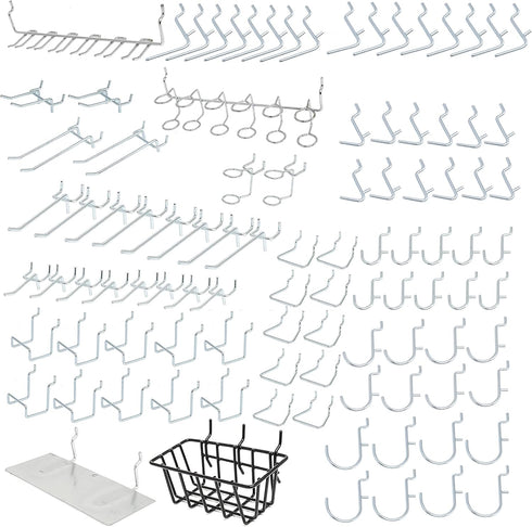 53108 100 Piece Metal Pegboard Hooks and Accessories Set, Organizer for Garage, Crafts, Utility Hooks