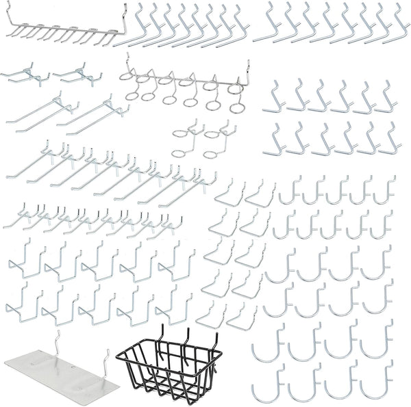 53108 100 Piece Metal Pegboard Hooks and Accessories Set, Organizer for Garage, Crafts, Utility Hooks