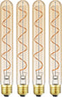 Leools Vintage LED Spiral Filament Bulb T10, 8.9inch Long, Dimmable Edison Light Bulbs, E26 Base, 4 Pack.