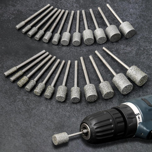 Stone Carving Set, 24PCS Diamond Burr Bits Compatible with Dremel for Engraving, Grinding, Jewelry