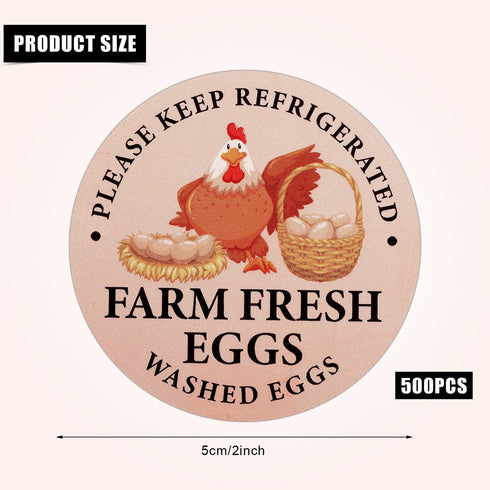 LUTER 2 inch Packaging (500pcs) Farm Fresh Eggs Carton Labels, Colorful Round Farm Fresh Stickers Egg Carton Stickers