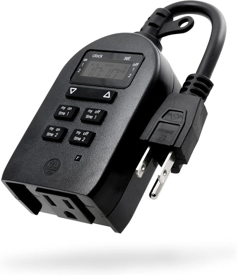 myTouchSmart Indoor/Outdoor Plug-In Digital Timer, One Grounded Outlet, Weather Resistant, 36027