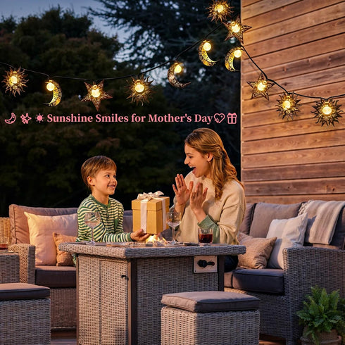13Ft 153In Beautyard Solar String Lights Outdoor Star Moon Sun Led Solar Powered Decorative Lights for Garden Patio