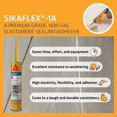 Sikaflex-1a self-leveling concrete sealant - White - Use in green and damp applications - Premium-grade adhesive for a range of joints - 10.1 fl oz