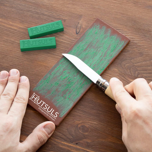 Knife Stropping Compound with Case, 2-Pack, Total 5 Oz, Green Buffing Compound Bars for Razor-Sharp Edges