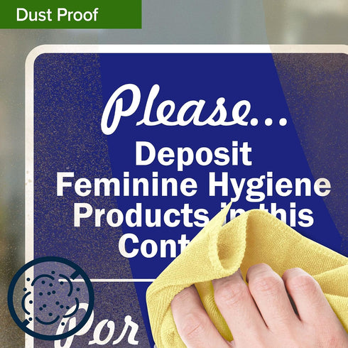 10x7 Inches, 4 Please Deposit Feminine Hygiene Products In This Container Bilingual Sign, Mil Vinyl Decal Stickers
