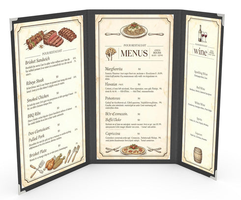 10 Pcs Menu Cover 8.5x14 & 4.25x14 Inch, Legal Size, Trifold, 3