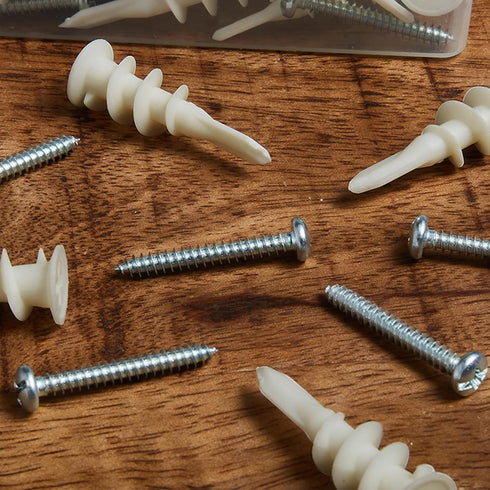 KURUI #8 Self Drilling Drywall Anchors, 140PCs Wall Anchors and Screws for Shelf Brackets, 75 Lbs Capacity