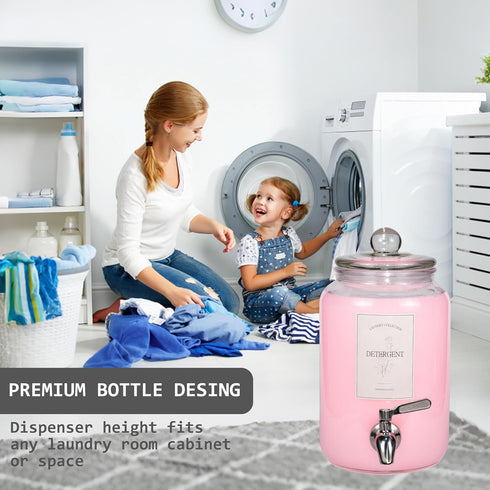 ChildLike Cups,108oz Storage(1) Large Liquid Laundry Detergent Dispenser with Spigots and Measuring Leak-Proof Glass
