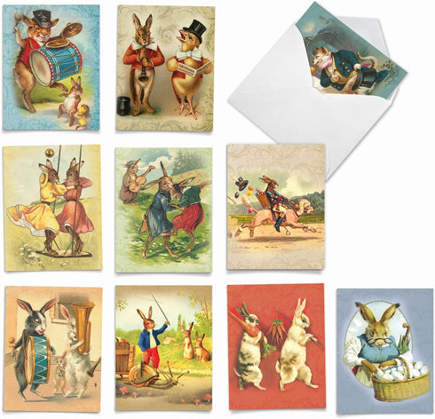 The Best Card Company 10 Thank You Assortment Note Cards w/Envelopes, Assorted Set of Funny Bunnies Cards 4 x 5.12 inch