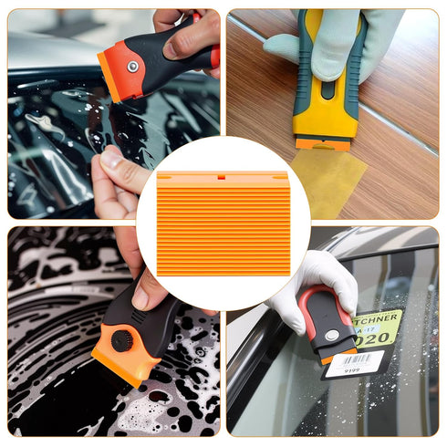 Aleric 200Pieces Plastic Razor Blades, Double Edged Plastic Blade for Scraper, Safety Razor Blades for Removing Labels