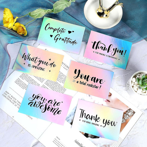 Outus 60 4 6 Inch Pcs Holographic Thank You Cards Appreciation Greeting Postcards You Are Awesome Making a Difference
