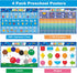 SK SUPKER 4Pack ABC Alphabet Chart + Numbers 1-100 + Shapes + Colors Poster Set, Toddler Educational Learning Posters