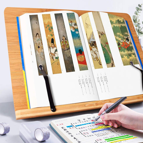 wishacc Book Stand XL-Large Size, 15.4" x 11.0" Adjustable Foldable Book Holder for Cookbooks, Textbooks, Tablets