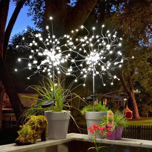 Anordsem Solar Garden Lights Outdoor: Bendable Copper Wire with 120 LED Firework