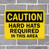 SmartSign-S-2152-AL "Caution - Hard Hats Required In This Area" Sign | Aluminum 10" x 14" - Black on Yellow