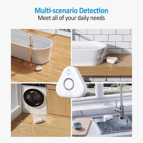 STECHRO 5 Pack 4 0-120dB IP66 Water Leak Detectors for Home, Levels Adjustable Audio Water Sensor Alarm Leak Detector