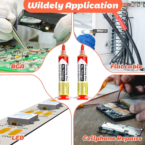 Treela 4 Set 8341 No Clean Solder Flux Paste, 10cc Tacky Soldering Flux with Pneumatic Dispenser