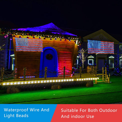 420 4th realization American Advanced Flag Lights, LED Solar String Lights, Waterproof Led Flag Net Light of The United