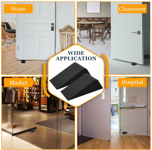 Large Rubber Door Stoppers, Heavy Duty Wedge Door Stopper, Black Non-Slip Stackable Doorstop for Home Office