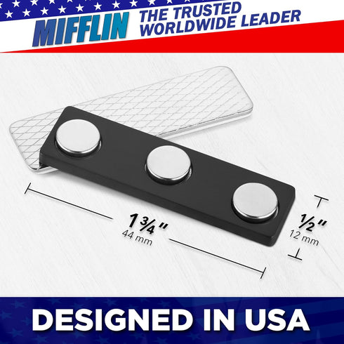 Mifflin-USA Name Tag Magnets - 24 Pack, 1.75 x 0.5 Inches, Premium ID Badge Holder with Strong Neodymium Magnets