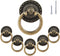 6Pcs Vintage Bronze Drop Ring Knobs, Antique Drawer Pull Round Handle with Screws for Dresser Cabinet