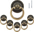 6Pcs Vintage Bronze Drop Ring Knobs, Antique Drawer Pull Round Handle with Screws for Dresser Cabinet