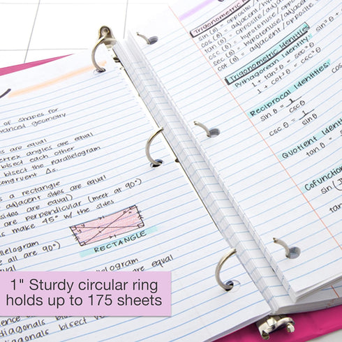 BAZIC 1" Economy View 3 Ring Binder Organizer - Fuchsia, Round Ring, Holds 175 Sheets, 1-Count