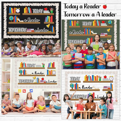 Set Set Qilery Bookshelf Bulletin Board Today a Reader Tomorrow a Leader Motivational Classroom Decor Reading Library