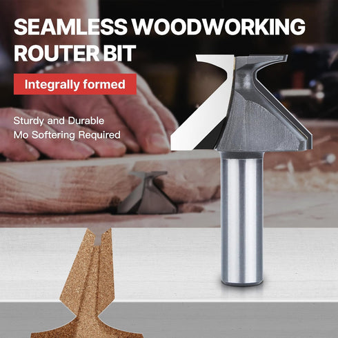 1/2" R18 Seamless HUHAO Shank Woodworking Router Bit, Arc Bending Integrated Milling Cutter Router Bit, Carbide Tip V