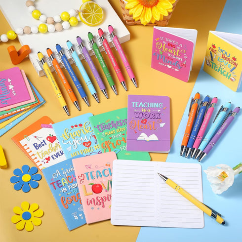 Funrous 32 Pcs Motivational Quote Pens, Inspirational Notepads Mini Journal with Ballpoint Pen Gift Set