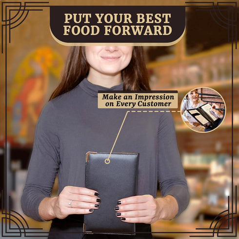 Professional Dual Core Server Book for Waitress, Deluxe Organizer with Metal Corners, Sturdy Surface, Server Books