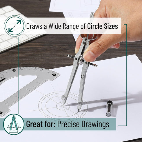 Mr. Pen Metal Protractor and Compass Set for Geometry, Drawing Compass, Math Tools
