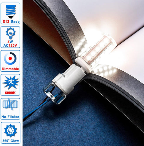 E12 25W-40W 6000K Dimmable Bulbs T6 E12 C7 Bulbs 4W Lamp,450 lm(5Pack) Ziomitus Daylight White Led Replacement, Small