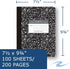 ROARING SPRING Hard Cover Composition Book, 9 3/4" x 7 1/2", College Ruled, 100 sheets, Black Marble Cover (77264)