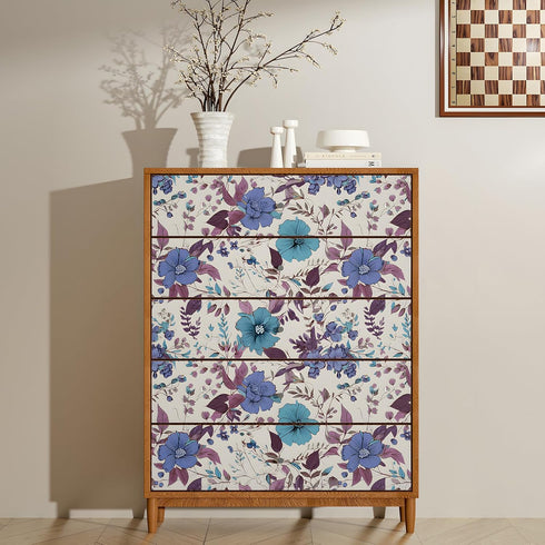 Purple Floral Peel and Stick Wallpaper 17.5" x 118" Waterproof Vinyl Contact Paper for Kitchen Countertop Cabinets