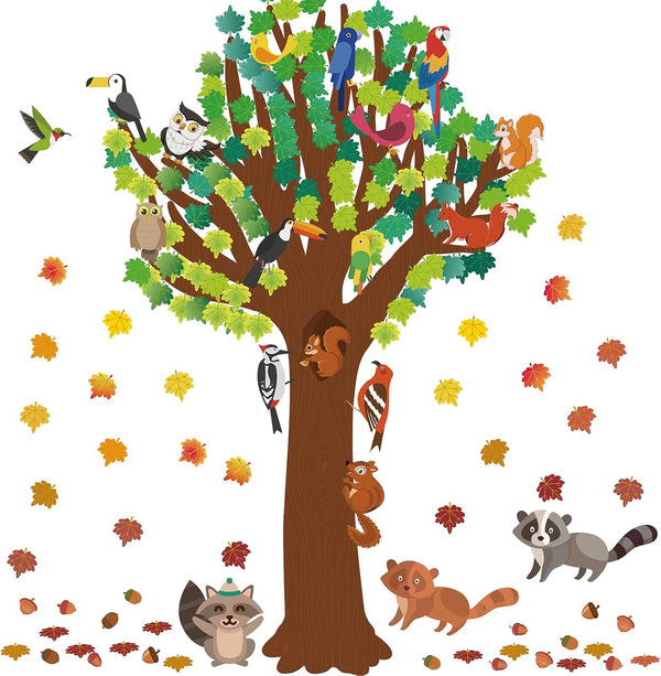 Zonon 163 Pcs Spring Classroom Tree Bulletin Board Decor, DIY Whimsy Tree Cutouts for Kid School