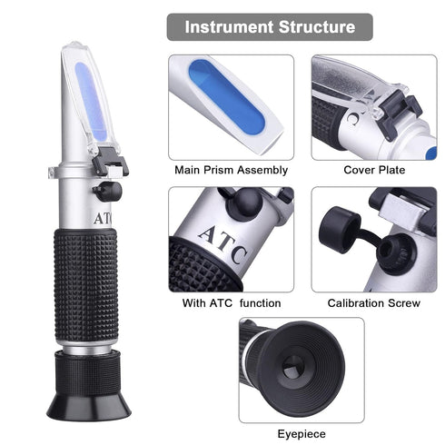 Antifreeze Refractometer - 3-in-1 Coolant Tester for Checking Freezing Point and Concentration