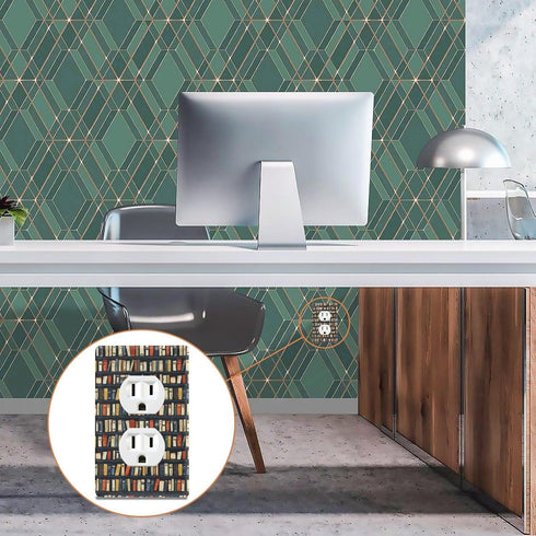 foixnub 1 Duplex Outlets Wall Plate Cover Bookshelf Doodle Gang Duplex Receptacle Switch Wall Plate Electrical