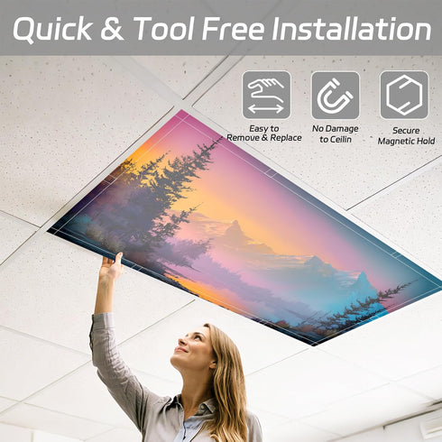 seewan 4x2 2 Pack, ft Magnetic Fluorescent Light Covers Fabric Light Filters for Home Classroom Office LED Ceiling