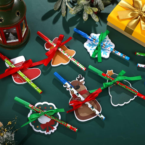 Christmas Notepad Set, 24 Set with Holiday Ballpoint Pens, Sticky Notes with Christmas Characters, Winter Holiday Theme