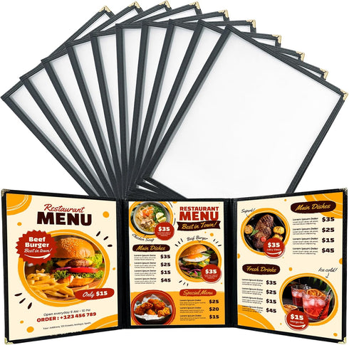FLK Tech FLKQC 10 Pack 3 Page Menu Covers, 6 View 8.5 x 11
