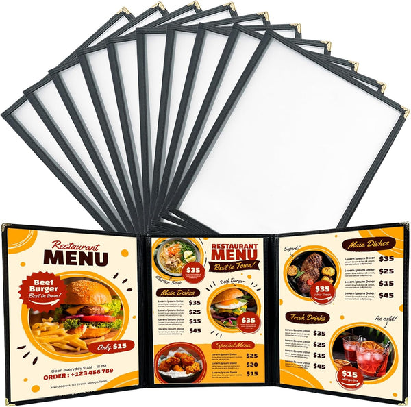 FLK Tech FLKQC 10 Pack 3 Page Menu Covers, 6 View 8.5 x 11